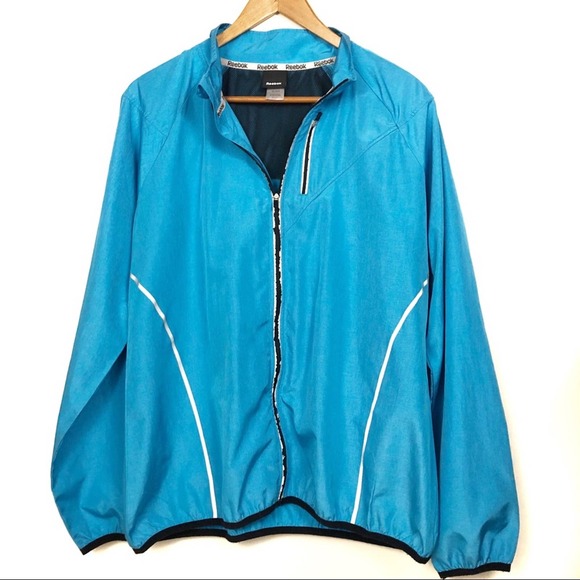 Reebok Other - Reebook Vintage Blue Windbreaker with Reflector Strips Men's Size Medium